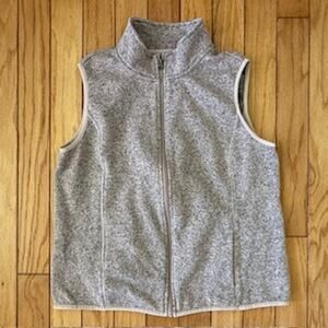 GH BASS Women's Sweater Adult Vest XL Full Zip Gray Knit